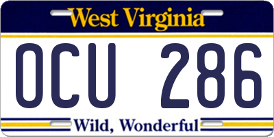 WV license plate OCU286