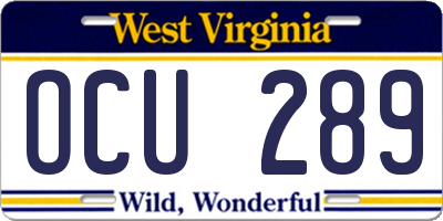 WV license plate OCU289