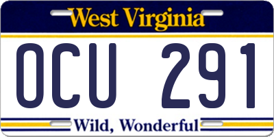 WV license plate OCU291