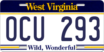 WV license plate OCU293