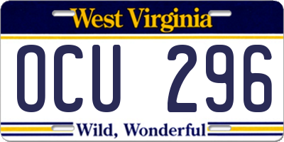 WV license plate OCU296