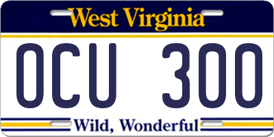 WV license plate OCU300