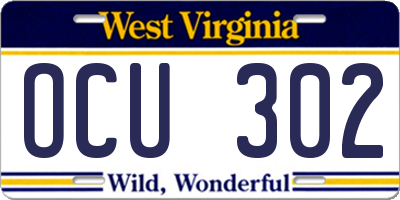 WV license plate OCU302