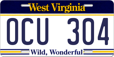 WV license plate OCU304