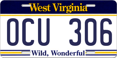 WV license plate OCU306