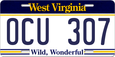 WV license plate OCU307
