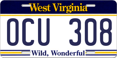 WV license plate OCU308