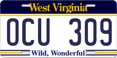 WV license plate OCU309
