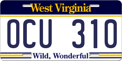 WV license plate OCU310