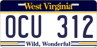 WV license plate OCU312