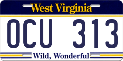 WV license plate OCU313
