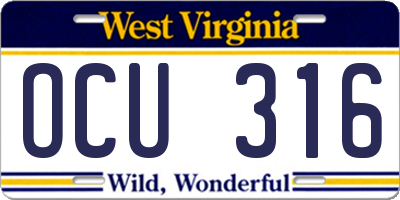 WV license plate OCU316