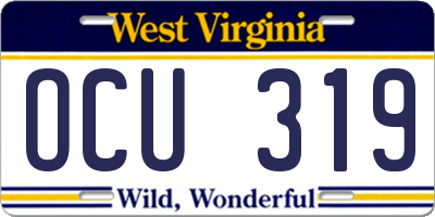 WV license plate OCU319