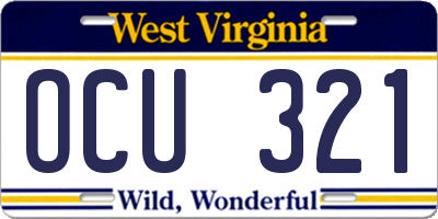 WV license plate OCU321