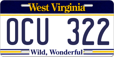 WV license plate OCU322