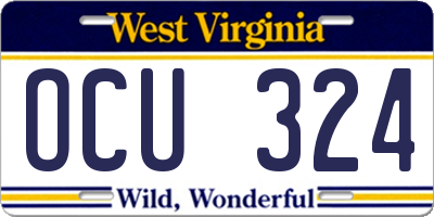 WV license plate OCU324