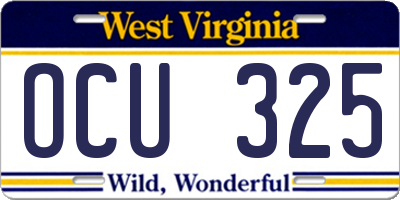 WV license plate OCU325