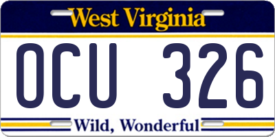 WV license plate OCU326