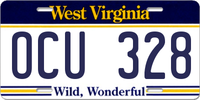 WV license plate OCU328
