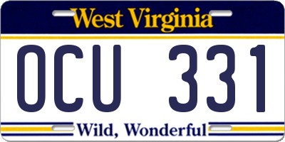 WV license plate OCU331