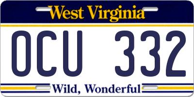 WV license plate OCU332