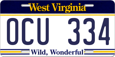 WV license plate OCU334