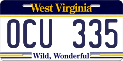 WV license plate OCU335