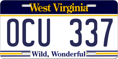 WV license plate OCU337