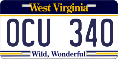 WV license plate OCU340