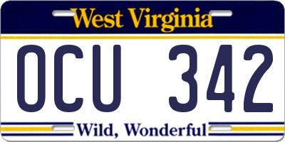 WV license plate OCU342