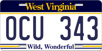 WV license plate OCU343