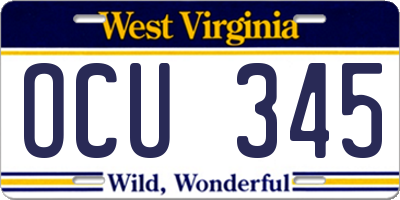 WV license plate OCU345