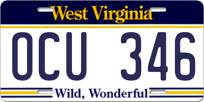 WV license plate OCU346