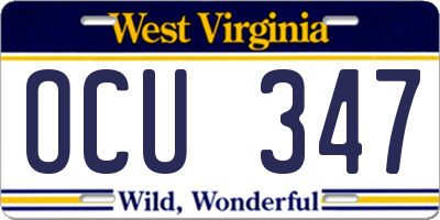 WV license plate OCU347