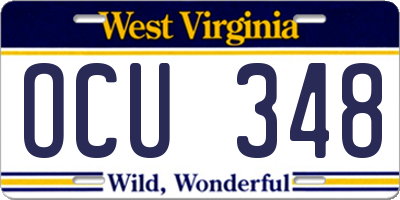 WV license plate OCU348