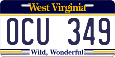 WV license plate OCU349