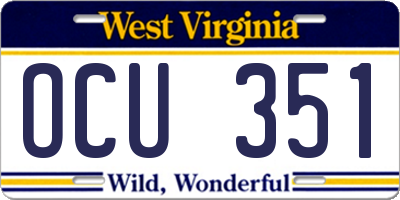 WV license plate OCU351
