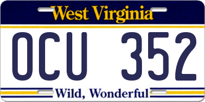 WV license plate OCU352