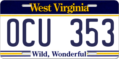 WV license plate OCU353