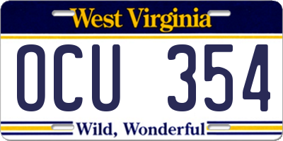 WV license plate OCU354