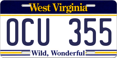 WV license plate OCU355