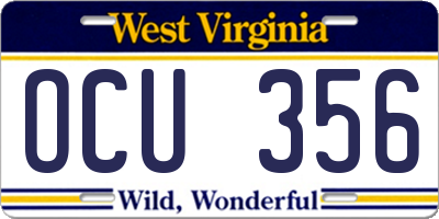 WV license plate OCU356