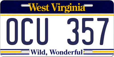 WV license plate OCU357