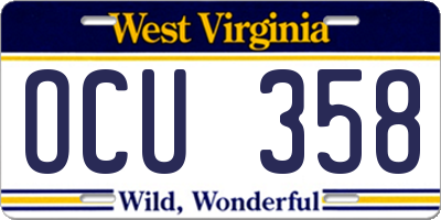 WV license plate OCU358