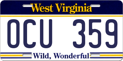 WV license plate OCU359