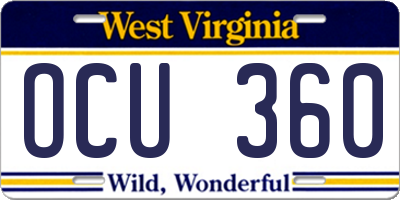 WV license plate OCU360