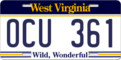 WV license plate OCU361