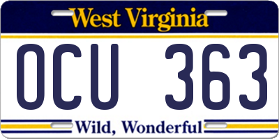 WV license plate OCU363