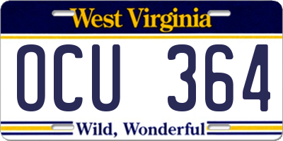 WV license plate OCU364