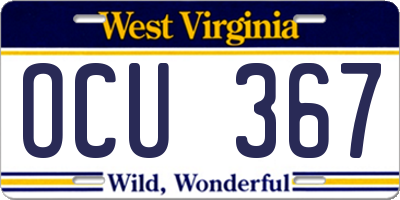 WV license plate OCU367